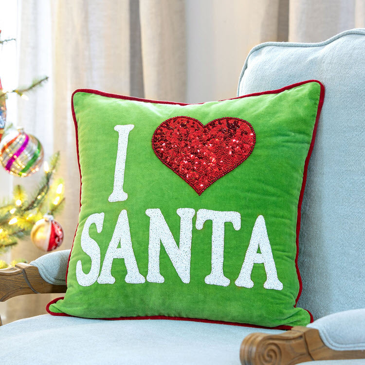 I Love Santa Velvet Pillow
