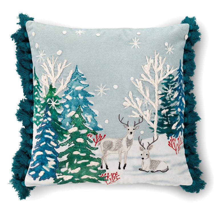 Alpine Forest Pillow with Tassels Set/2