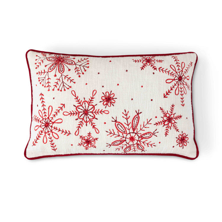 Snowflake Embroidered Cotton Pillow