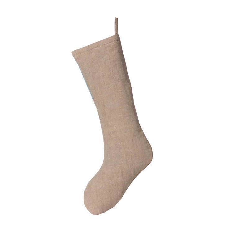 Cabin Cozy Appliqued Linen Stocking