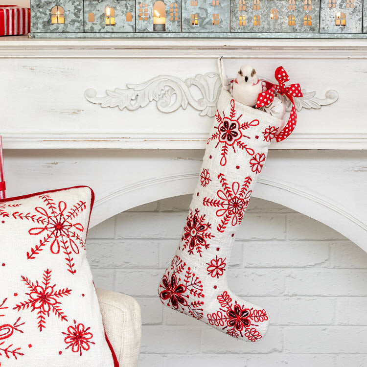 Snowflake Embroidered Stocking