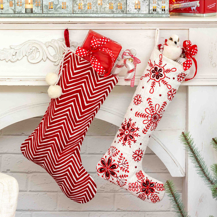 Snowflake Embroidered Stocking