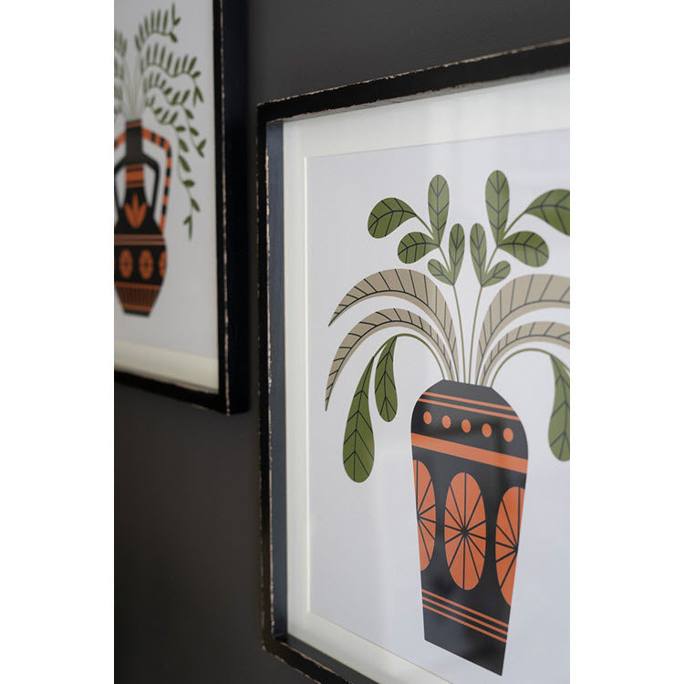 Framed Vases with Foliage Prints Under Glass Set/2