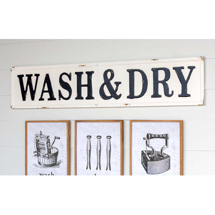 Embossed Metal Wash & Dry Sign