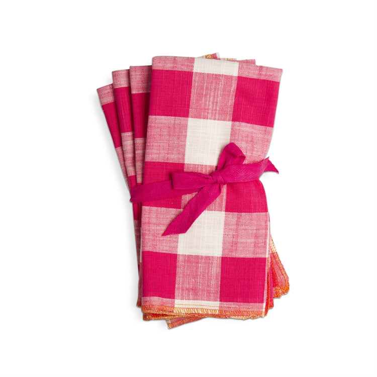 La Dolce Vita Pink Gingham Napkins Set/4