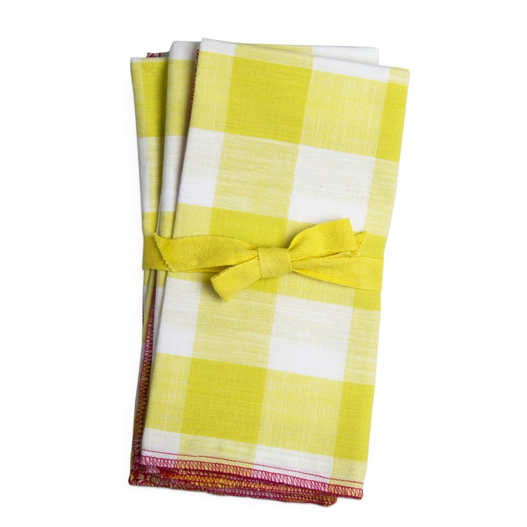 La Dolce Vita Yellow Gingham Napkins Set/4