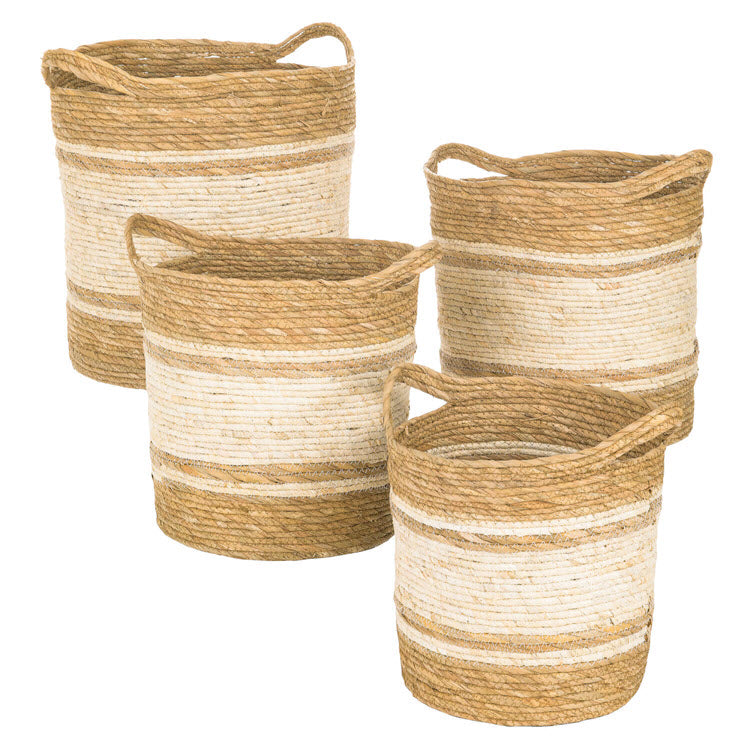 Woven Handled Tote Baskets Set/4