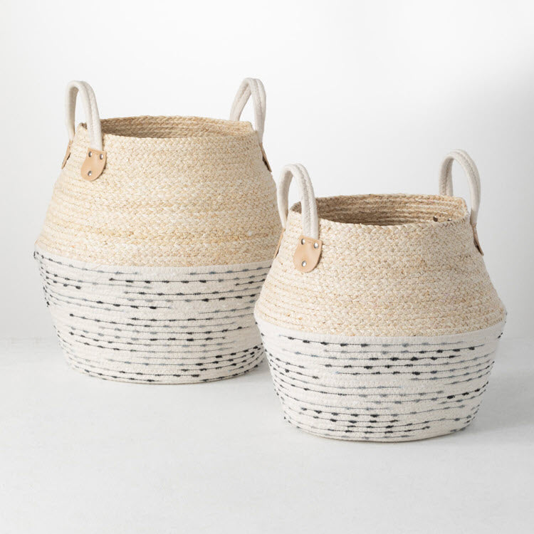 White & Gray Jug Baskets Set/2