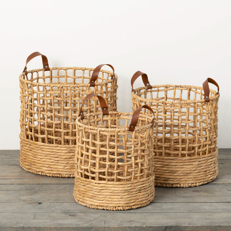 Open Weave Handled Baskets Set/3